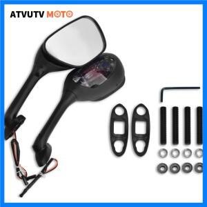 스즈키 GSXR 600 750 1000 2005 K5 K6 K7 K8 K9 12V 용 Led 조명이있는 오토바이 백미러