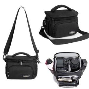 Cwatcun 소형 카메라 슬링백 크로스바디 어깨 케이스, 캐논, 니콘, 소니, 후지 DSLR / SLR 미러리스 카메라, 렌즈 및 액세서리용 방수 여행 사진 메신저백