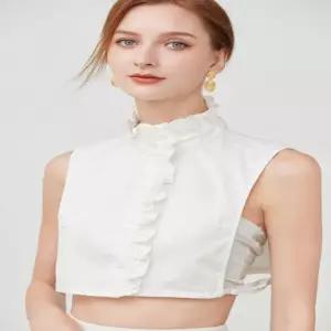 여성 레이스 차이나 코튼 페이크 블라우스 넥케이프 QDk9+8zLq