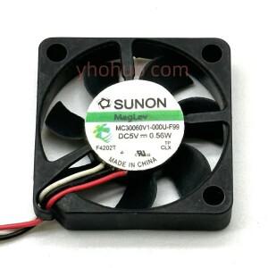 SUNON MC30060V1-000U-F99 3 선 서버 냉각 선풍기, DC 5V, 0.56W, 30x30x6mm