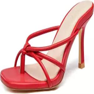 슬링백 뮬 샌들 위의 LAICIGO 여성 스퀘어 오픈 토 플립 플롭스 스틸레토 힐 스트래피 통 슬라이드