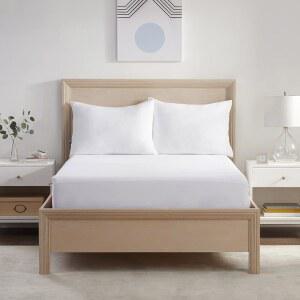 Serta 파워 칠 퀸 사이즈 방수 매트리스 커버, 부드럽고 통기성 있는 쿨링 프로텍터, 안전한 착용감을 위한 15인치 탄력 깊은 포켓, 흰색