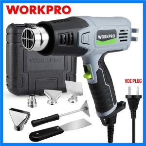 WORKPRO 2000W VDE 플러그 산업용 전기 뜨거운 공기 총 온도 조절기 히트 건 수축 포장 열 히터 노즐