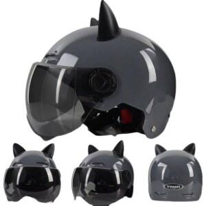 뿔헬멧 스쿠터 오토바이 자전거 라이더 바이크 헬멧 하이바 귀여운 퀵보드 하프 귀헬멧