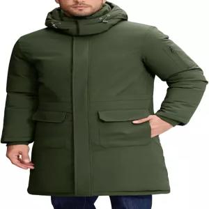 히크펙 남성 겨울 코트 롱 파카 퍼퍼 재킷 발수 윈드브레이커 단열 두꺼운 퍼피 후드 포함