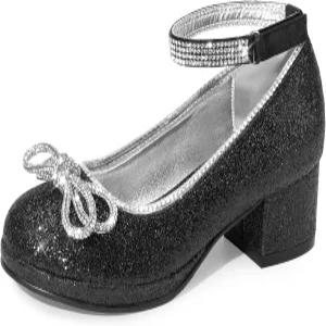 드림 페어 여아 드레스 슈즈 플랫폼 청키 힐 발목 스트랩 프린세스 플랫 플라워 파티 리틀 빅 키드 웨딩