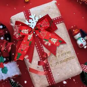 크리스마스 장식 리본 13cm 빵끈 철사끈 크리스마스리본