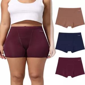 이너시 여성용 하이웨이스트 기간 속옷 보이 반바지 산후 생리 3팩 팬티