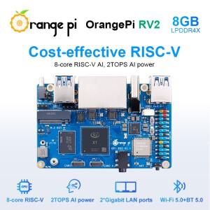 Orange Pi RV2 8GB RAM 단일 보드 컴퓨터 DDR4 8 코어 RISC-V 2TOPS AI CPU WiFi BT5.0 BLE M2 PCIE SSD 미