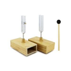 QWORK 튜닝 포크 440Hz 진동, 실리콘 해머와 나무 보이스 박스가 포함된 스틸 싱잉 톤 세트, 사운드 테라피, 요가, 명상 및 휴식, 힐링 차크라, 2팩