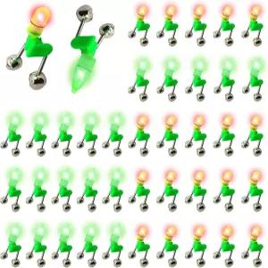 HLOGREE LED 야간 낚싯대 미끼 알람 벨 30pcs/40pcs 듀얼 링 낚시 표시 물고기 휴대용 액세서리 막대 클립