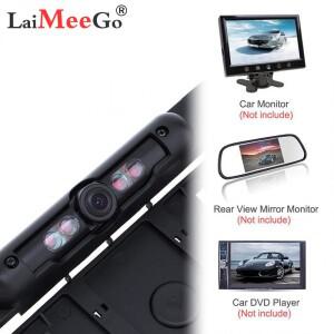 자동차 파크트로닉 EU 자동차 번호판 프레임 후방 카메라, HD 나이트 비전 후방 카메라, 4 IR 라이트 포함