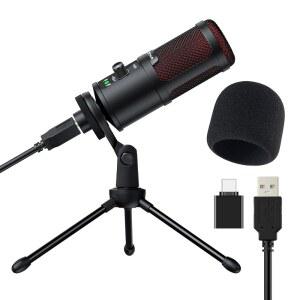 OTHA USB 마이크, 게이밍 콘덴서 삼각대 스탠드가 있는 팟캐스트 비디오용 PC 팟캐스트, 스트리밍, 스튜디오용 프로페셔널 마이크 192kHz / 24비트 플러그 앤 플레이