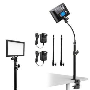 2팩 LED 비디오 키 라이트, 스트리밍 라이트 디밍 가능한 바이컬러 3200-560k 컨퍼런스 조명, 구스넥 튜브 데스크 패널 팟캐스트 / 게임 줌 콜 방송 유튜브