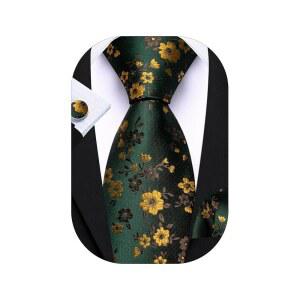 배리.왕 플라워 넥타이 남성용 손수건 커프링크 세트 웨딩 파티