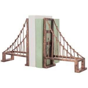 무거운 책을 위한 마이 선물 장식 북엔드, 빈티지 브론즈 메탈 서스펜션 브리지 디자인 북엔드 선반 장식, 건축가 북 스토퍼 홀더 스탠드, 홈 오피스 1쌍