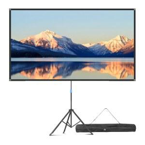 스탠드가 있는 프로젝터 화면, 실외 80인치 휴대용 1.2 게인 유리섬유 프로젝션 영화의 밤을 위한 가방이 16:9 야외 영화 PVC 화면(화이트 스크린)