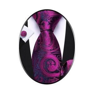 배리.왕 타이즈 포 맨 페이즐리 실크 넥타이 직조 플로럴 타이 세트 포켓 스퀘어 행키 커프링크 비즈니스 웨딩