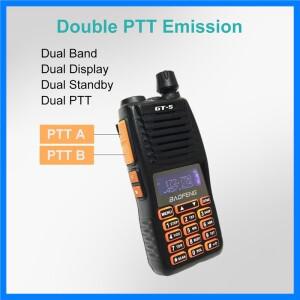 Baofeng GT-5 워키토키, 듀얼 밴드 디스플레이, 스탠바이 더블 PTT 방출 UV-82 업데이트 버전
