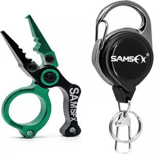 플라이 낚시 징거 리트랙터가 장착된 SAMSFX 미니 플라이어 낚싯바늘 제거 도구 소금물 및 담수용 스플릿