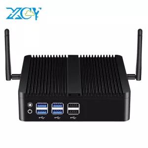 XCY 팬리스 미니 PC 인텔 코어 i7 4500U i5 4200U 기가비트 이더넷 HDMI VGA 디스플레이 8x USB 포트