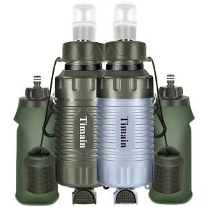 2팩 티메인 휴대용 개인용 정수 필터 빨대, 비상 대비용 정수기 생존, 야외 활동, 여행, 캠핑, 하이킹, 낚시, 사냥.