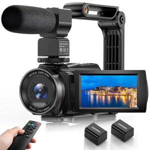 FJFJOPK 5K 비디오 카메라 캠코더, 유튜브용 270 마이크, 48MP 30FPS 스태빌라이저, 회전 사진 브이로그 10배 카메라, UHD 광학 줌 리모컨 화면 기록 3인치