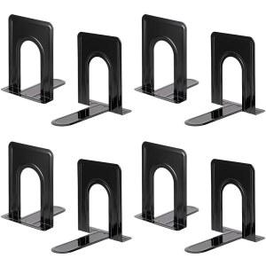 선반용 헤비 듀티 북엔드, 미끄럼 방지 베이스, 블랙, 도서관, 사무실, 가정, 학교, 4켤레에 적합