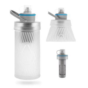 여행용 필터가 장착된 접이식 물병, 휴대용 정수기 캠핑, 캠핑 하이킹 사이클링 야외 스포츠용