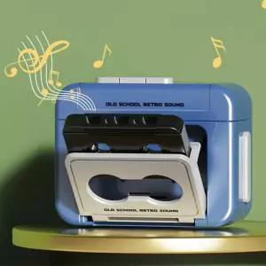 빈티지 미니 녹음 가능한 테이프 레코더 커플 선물 레트로 카세트 클래식 재미 빨간색과 파란색