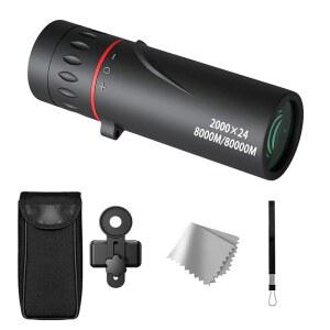 미니 망원경, 스포츠 이벤트, 콘서트, 캠핑, 스코프, 트래블링, 블랙용 안구 파워 모노큘라 방수 8000M/80000M 클립 2000X24 단안 초점 광학 망원경 포함
