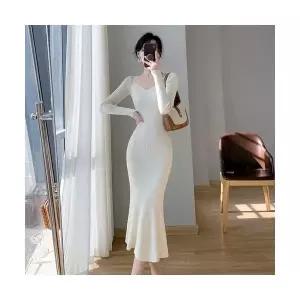 피콜로 여사친 원피스 스커트 니트 가을 이너 롱 코트 프렌치 머메이드 데일리룩 파스텔룩 스웨터 KUK3