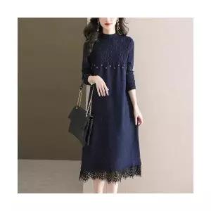 피콜로 여친 원피스 니트 하프 롱 추동 레이스 오버사이즈 기장 스팽글 데일리룩 센스있는 코트 KUK3