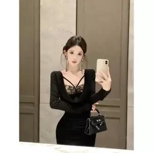 피콜로 여자 원피스 페이크 투피스 데일리룩 레이스 힙업 롱스커트 KUK1