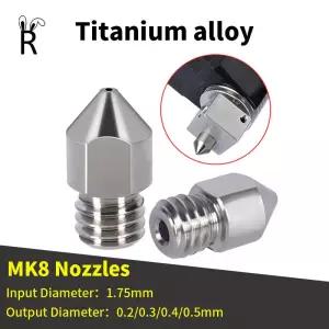 3D 프린터 부품 노즐 MK8 티타늄 합금 0.2mm-0.5mm 1.75MM 공급 CR10 CR10S Ender-3 압출기 헤드