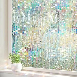 알리유니 윈도우 프라이버시 필름, 스테인드글라스 필름 3D 무지개 장식 정적 접착 집문 비닐 17.5인치 x 78.7인치 커버링 틴트 열 차단 데칼