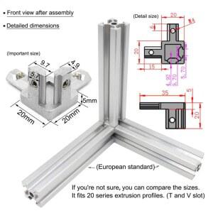 유럽 표준 알루미늄 압출 앵글 소켓 엔드 3방향 브래킷 4개 나사 시리즈 6MM 프로파일 커넥터