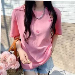 커스텀후드티 사랑스러운 하트 자수 포인트 데일리 반팔티