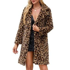 릭실랜드 여성용 인조 모피 코트 퍼지 웜 겨울 오버코트 롱 재킷 아우터와 포켓