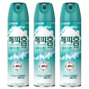 유한양행 해피홈 피톤치드향 에어로솔 500ml 3개 모기 스프레이모기약