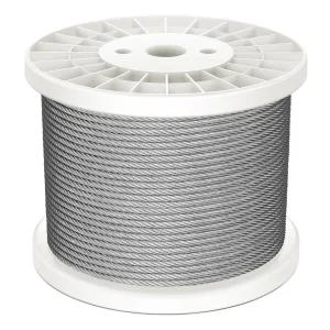 웨이스카 350피트 3/16인치 304 스테인리스 스틸 케이블 헤비 듀티 7x19 스트랜드 와이어 로프 3700파운드