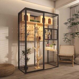 앵무새장 조류 쉼터 새놀이터 호벨 나무 이동장 가정용 사육장 앵무새 방음 걸이식 설치