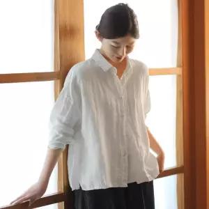 여성셔츠 봄여름 앤티크 샌드 워싱 도톰 린넨 셔츠 긴팔 카디건 아우터 심쿵직구
