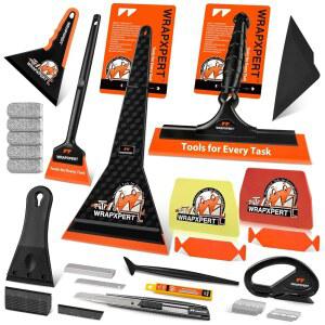 WRAPXpert 자동차 창문 틴트 도구 키트 비닐 랩 유리 보호 필름 설치 응용용 긴 손잡이 고무 스퀴지 랩용 펠트