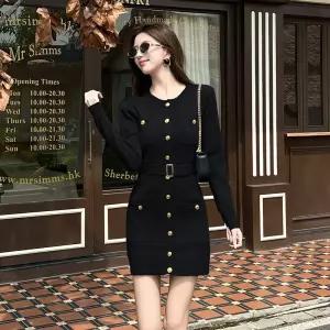 타노스여성 치마 니트 원피스 가을 데일리룩 럭셔리정장 긴팔 벨트 라운드 힙업 KUK3