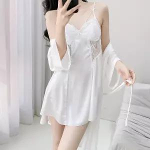 잠옷홈웨어 2p 봄여름 패드 슬립 가운 패치 레이스 원피스 홈웨어 심쿵직구