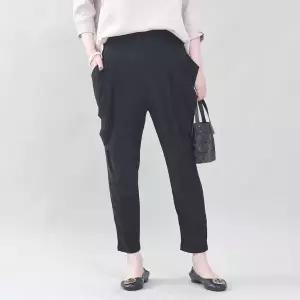 애비뉴투지 엄마옷 셔링 주머니 스판 허리밴드 여성 봄 가을 승마 배기 바지 P0343