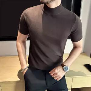 남성니트 가을 반팔 니트 패션 매치하기 좋은 반폴라 슬림 이너 스웨터 심쿵해외구매