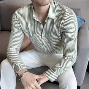 남성셔츠 가을 색조 스트라이프 긴팔 셔츠 비즈니스 캐주얼 남방 심쿵해외구매