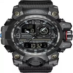 AIMS 남성용 스포츠 아웃도어 방수 밀리터리 시계 전술 아날로그 디지털 날짜 알람 스톱워치 다기능 빅